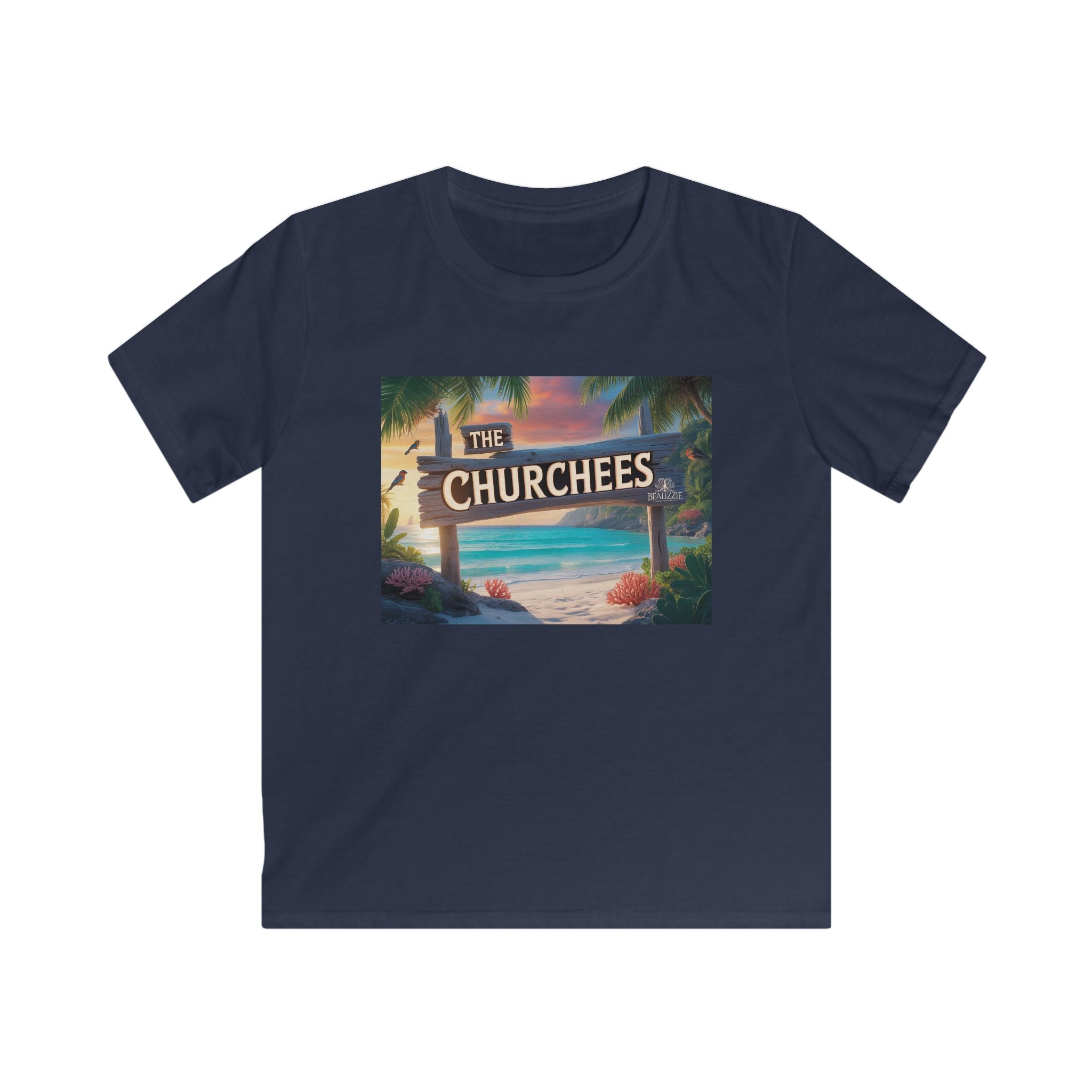 T-shirt de plage enfant — Graphique « The Churchees » Paradis Tropical
