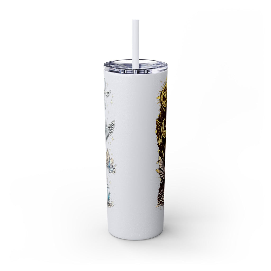 20oz Skinny Tumbler — Gold Mystic Hamsa & Celestial Eye Tumbler with Straw