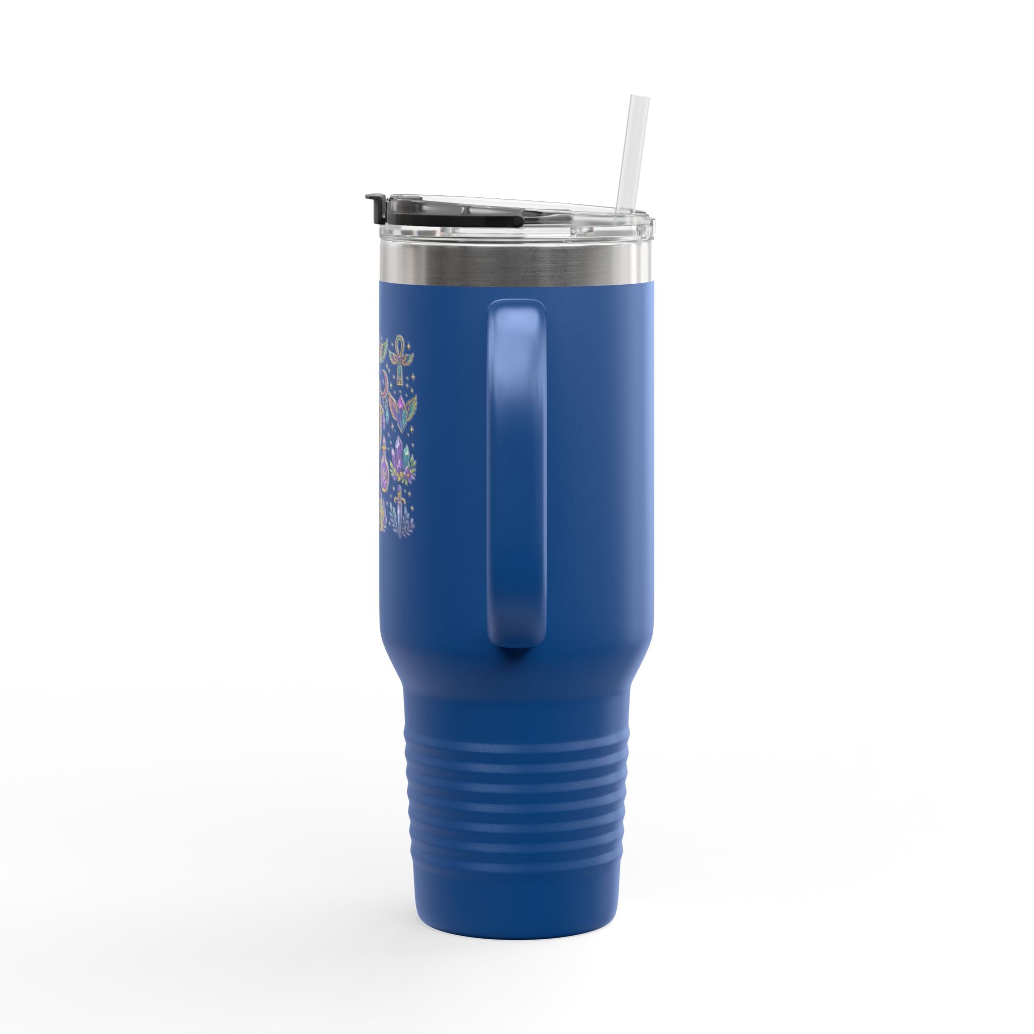40oz Insulated Travel Mug — Mystical Symbols Floral Hamsa Stainless Steel Tumbler