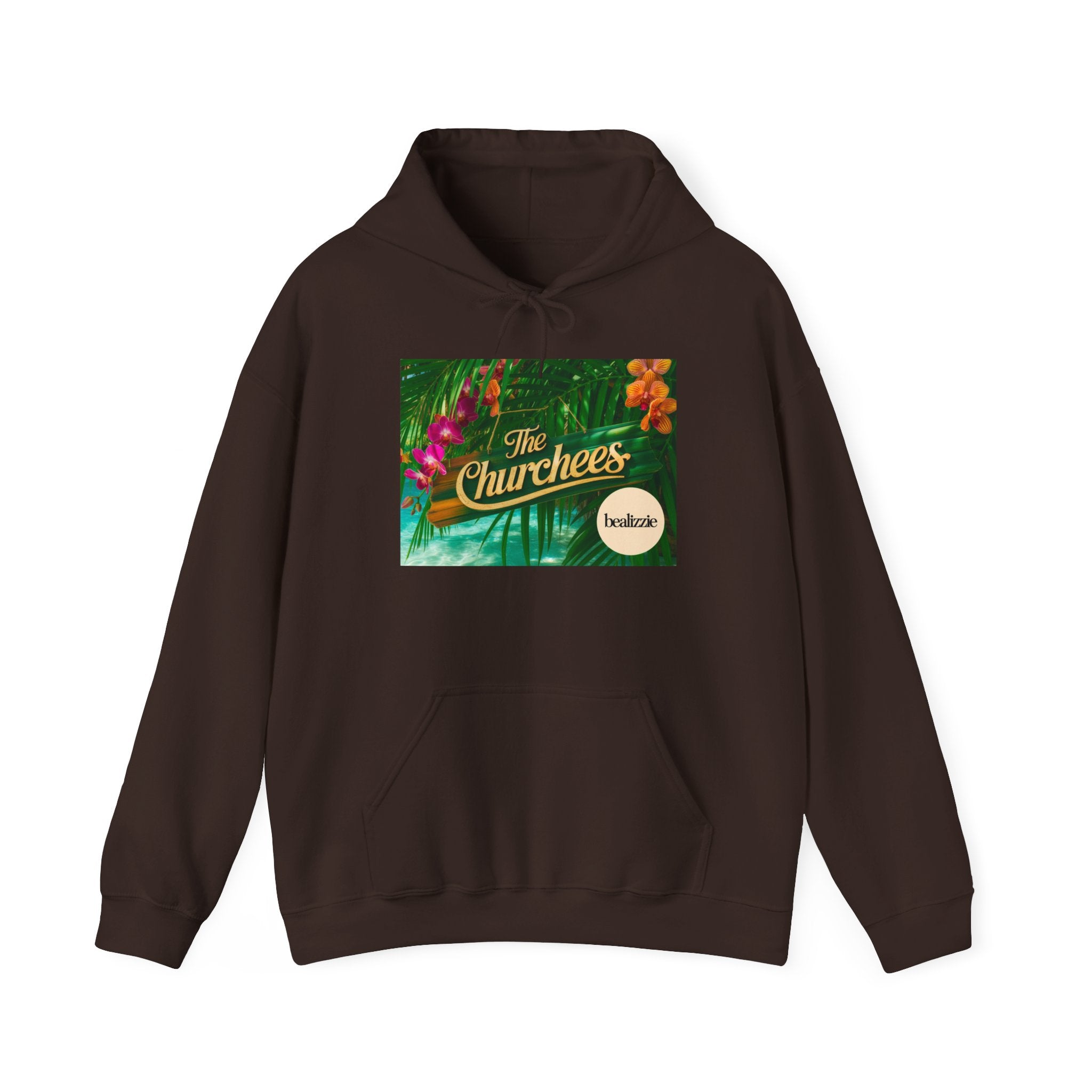 The Churchees Tropical Logo Hoodie — Retro Band-Inspired Graphic Sweatshirt