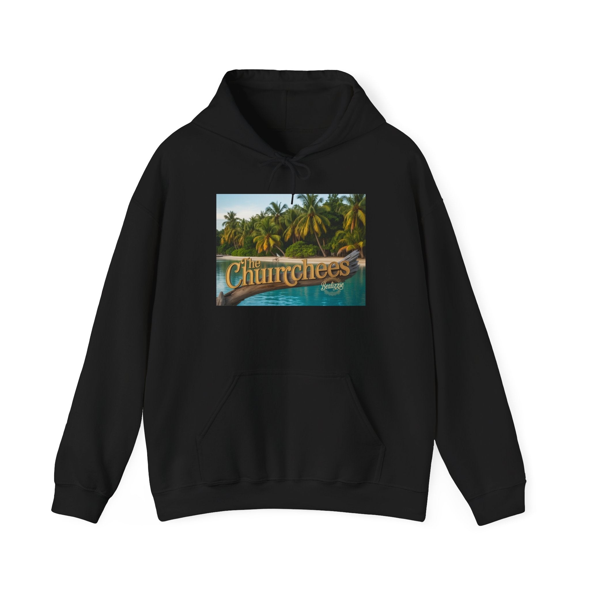 Churrchees Tropical Palm Hoodie — Retro Beach Graphic Sweatshirt