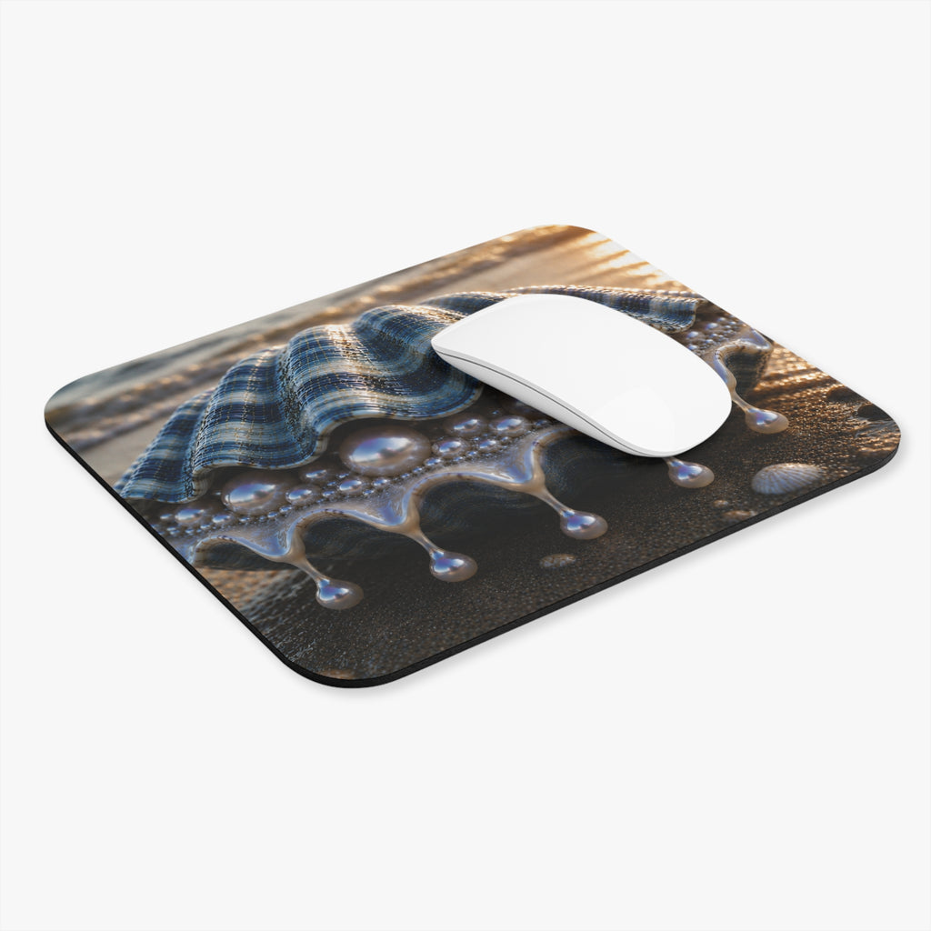 Ocean Pearl Seashell Mouse Pad — Coastal Desk Mat with Pearl & Shell Artwork