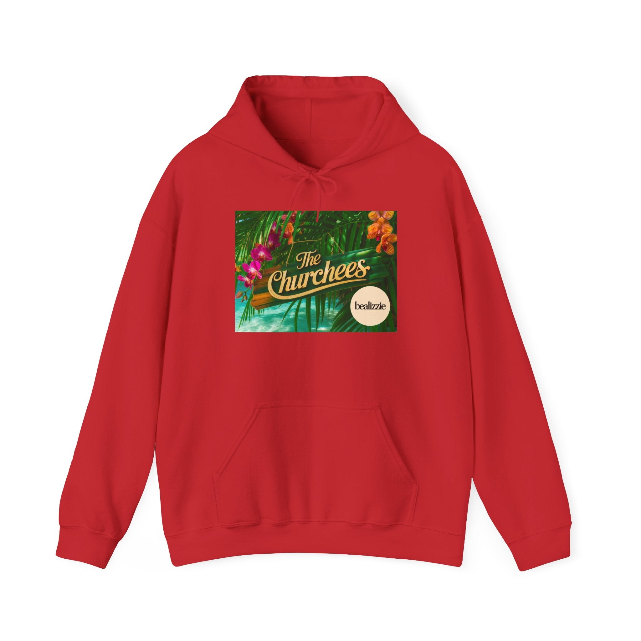 The Churchees Tropical Logo Hoodie — Retro Band-Inspired Graphic Sweatshirt