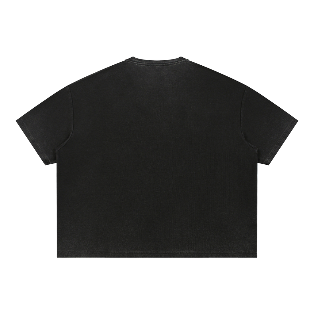 T-shirt gaufré unisexe délavé à coupe carrée Sunfade