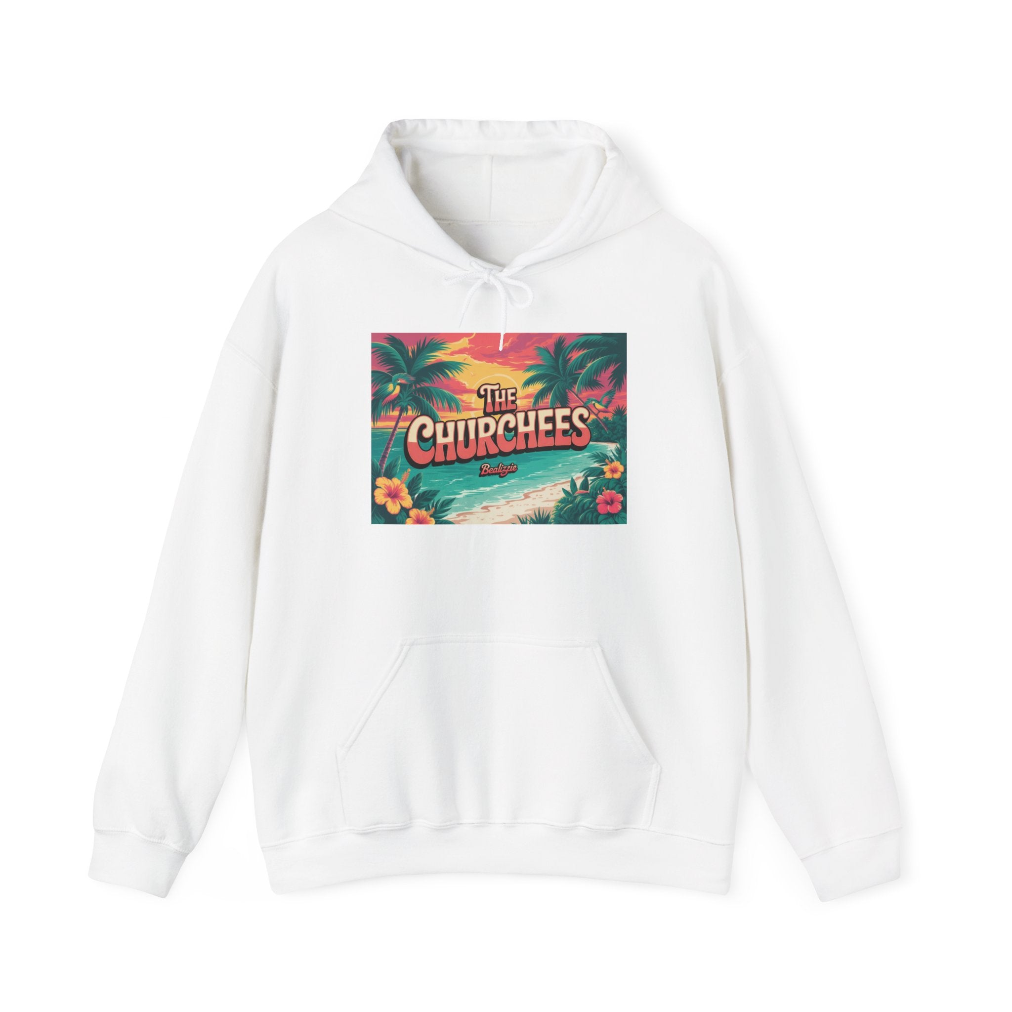 The Churchees Tropical Beach Hoodie — Retro Surf Palm Tree Sweatshirt