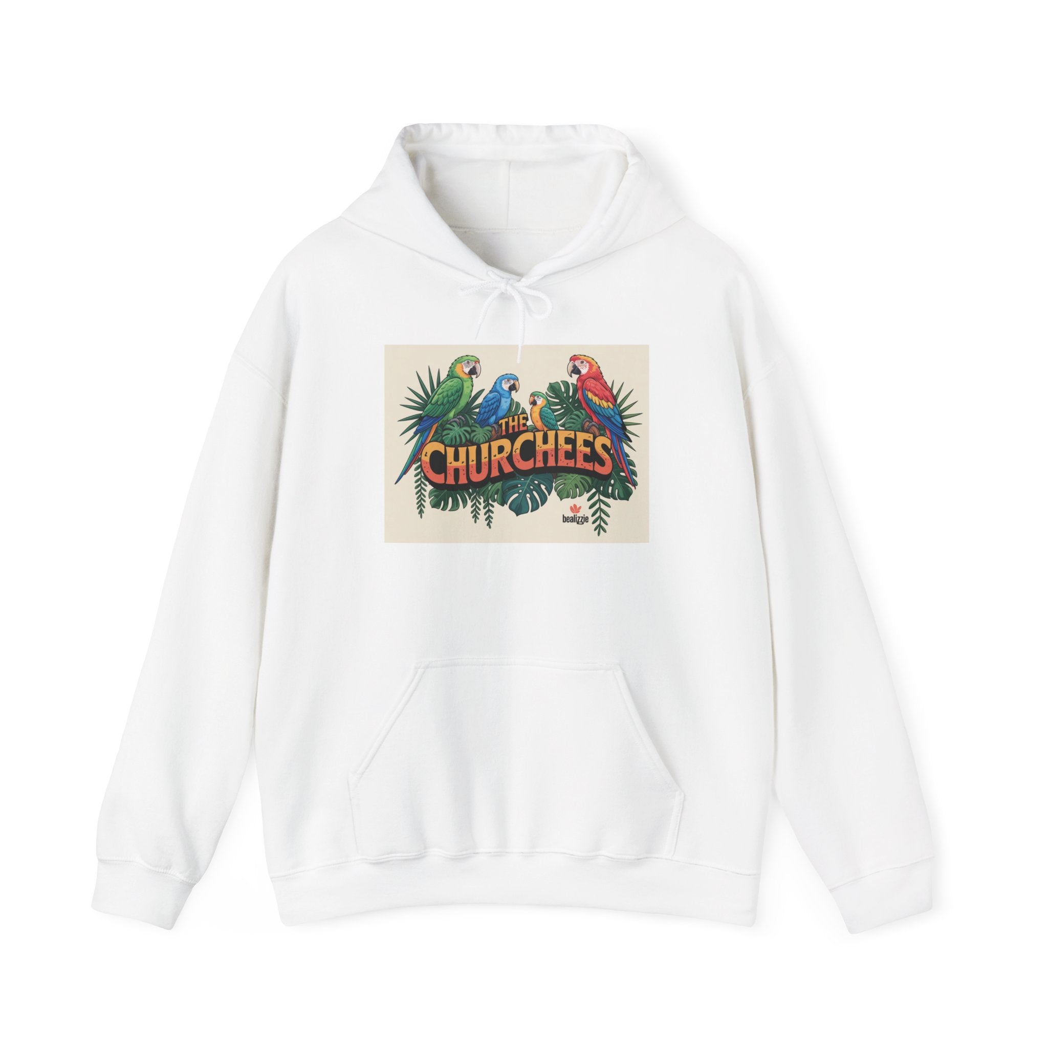 Parrot Tropical 'CHURCHEES' Hoodie – Vintage Island Bird Graphic Pullover