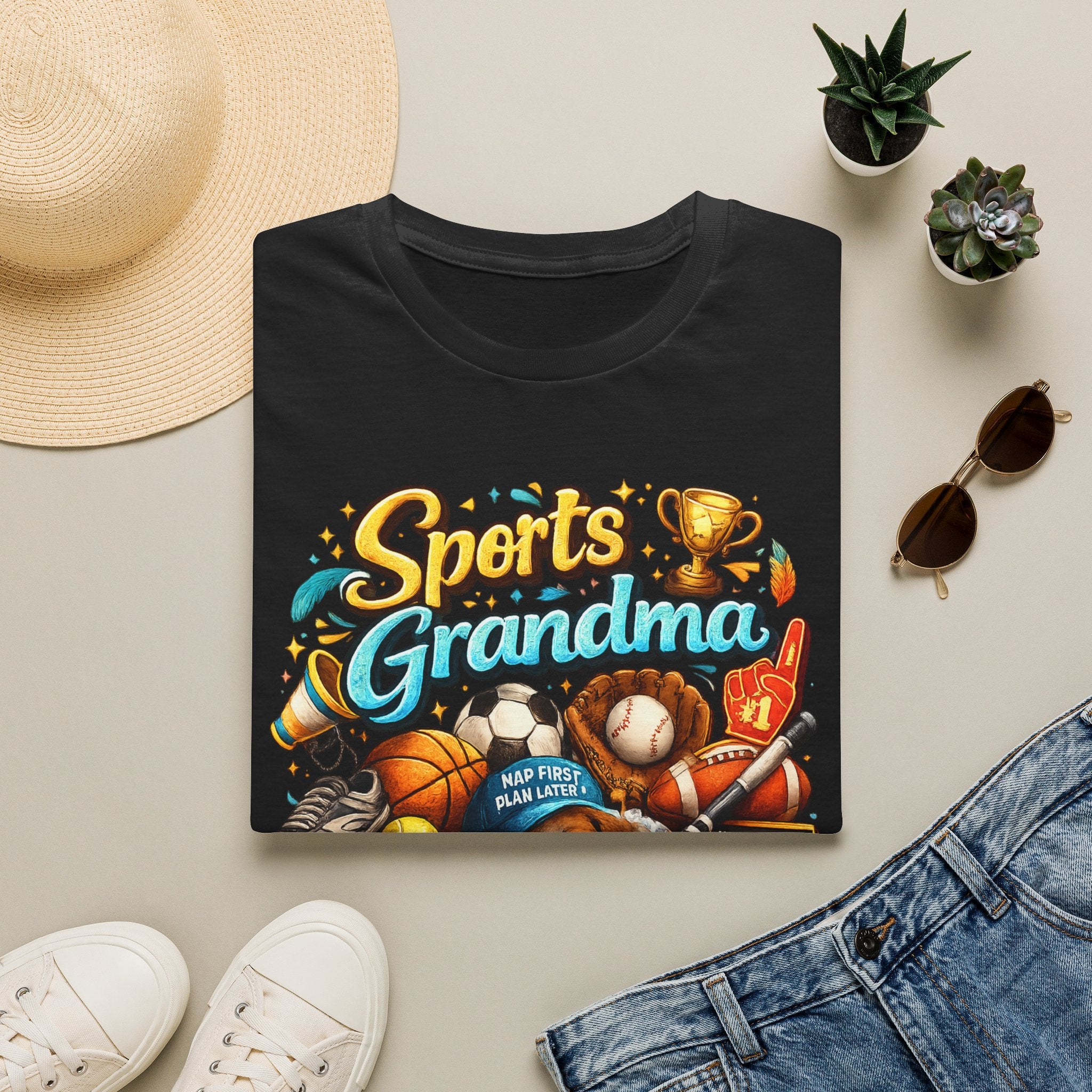 Sports Grandma T-Shirt — Retro Trophy & Multi-Sport Graphic Tee for Active Grandmas