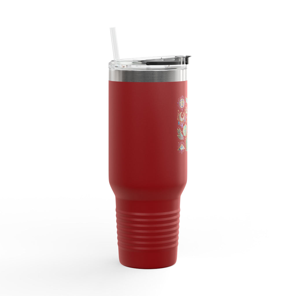 40oz Insulated Travel Mug — Mystical Symbols Floral Hamsa Stainless Steel Tumbler