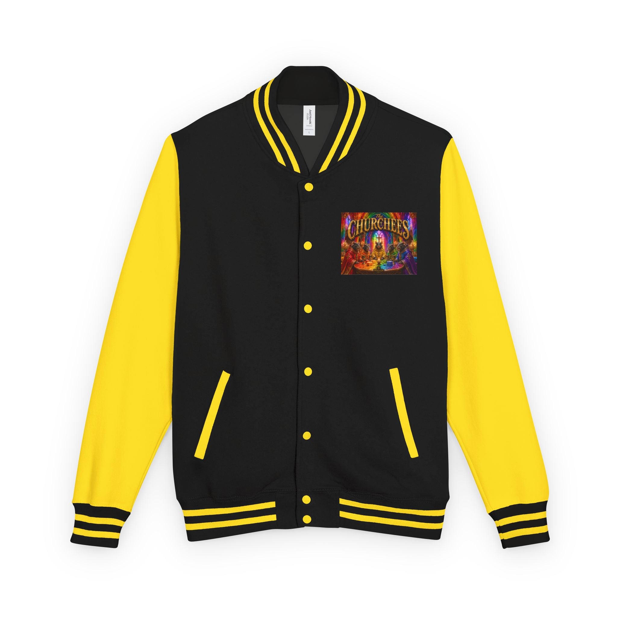 Letterman Jacket — Colorful 'The Churchlees' Retro Band Graphic