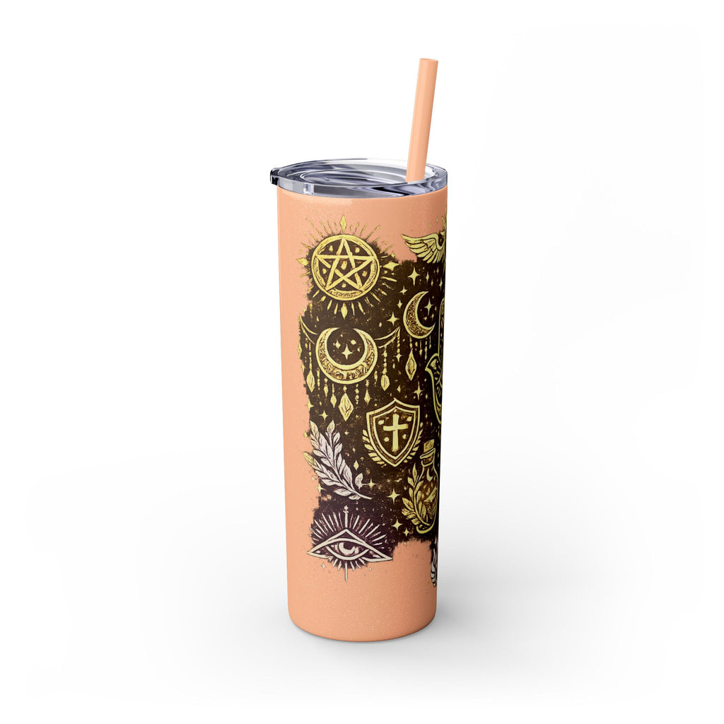 20oz Skinny Tumbler — Gold Mystic Hamsa & Celestial Eye Tumbler with Straw