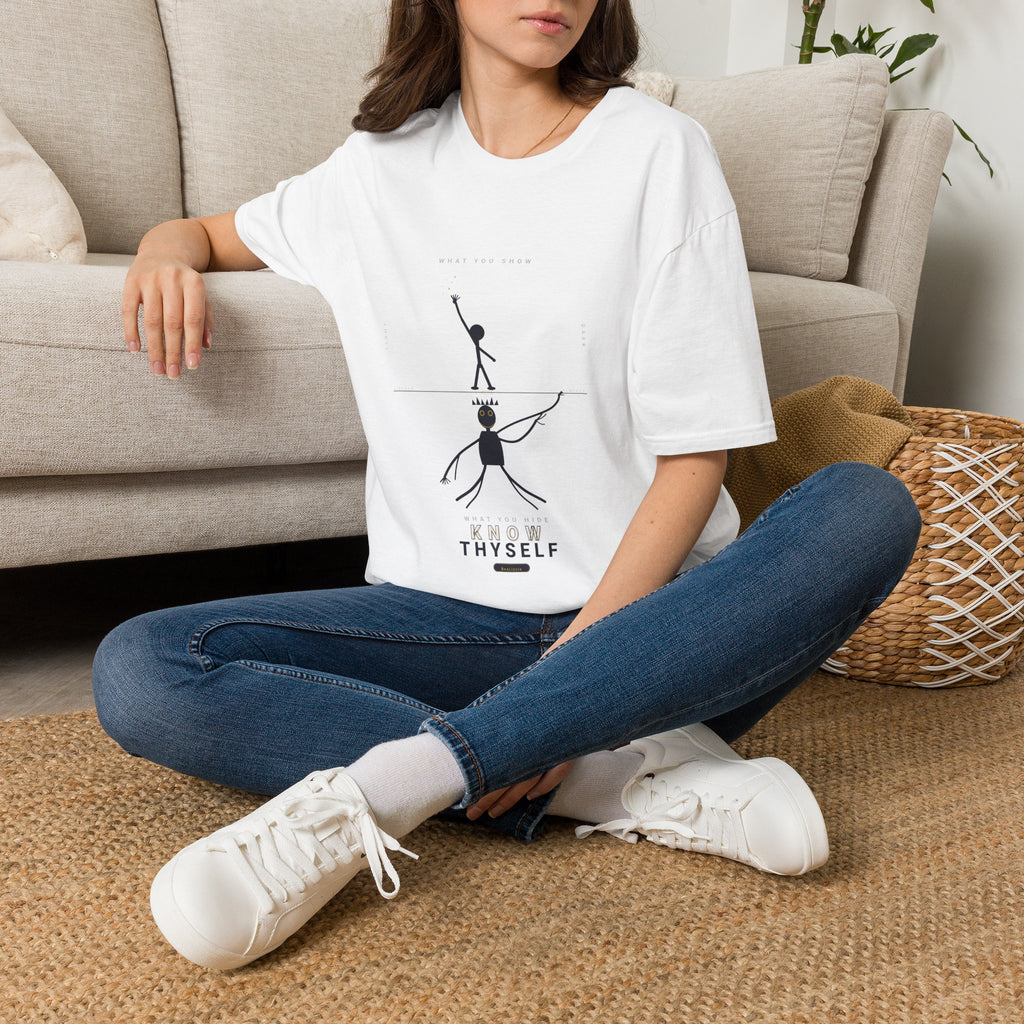T‑Shirt — Minimalist 'Know Thyself' Stick Figure Motivational Tee