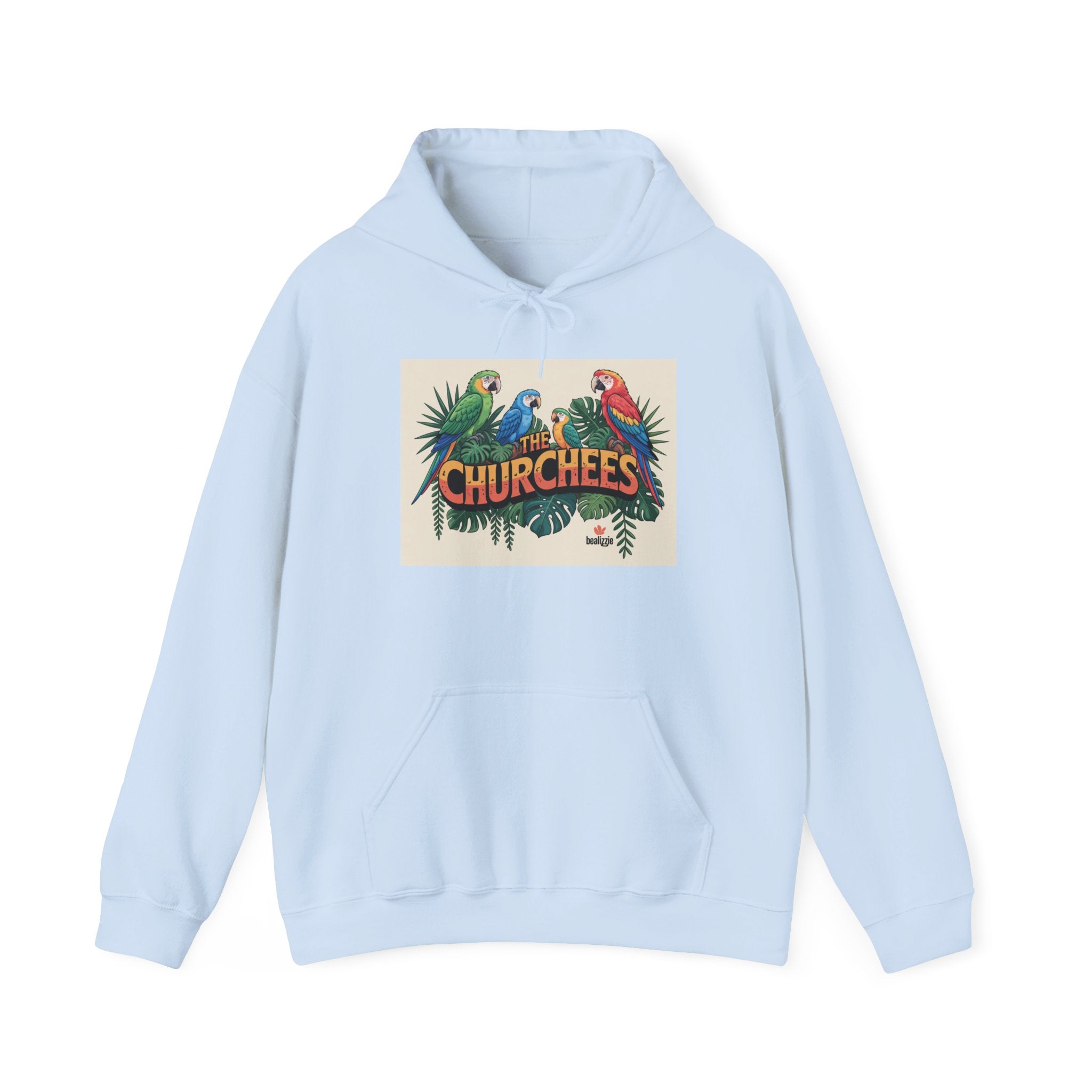 Parrot Tropical 'CHURCHEES' Hoodie – Vintage Island Bird Graphic Pullover