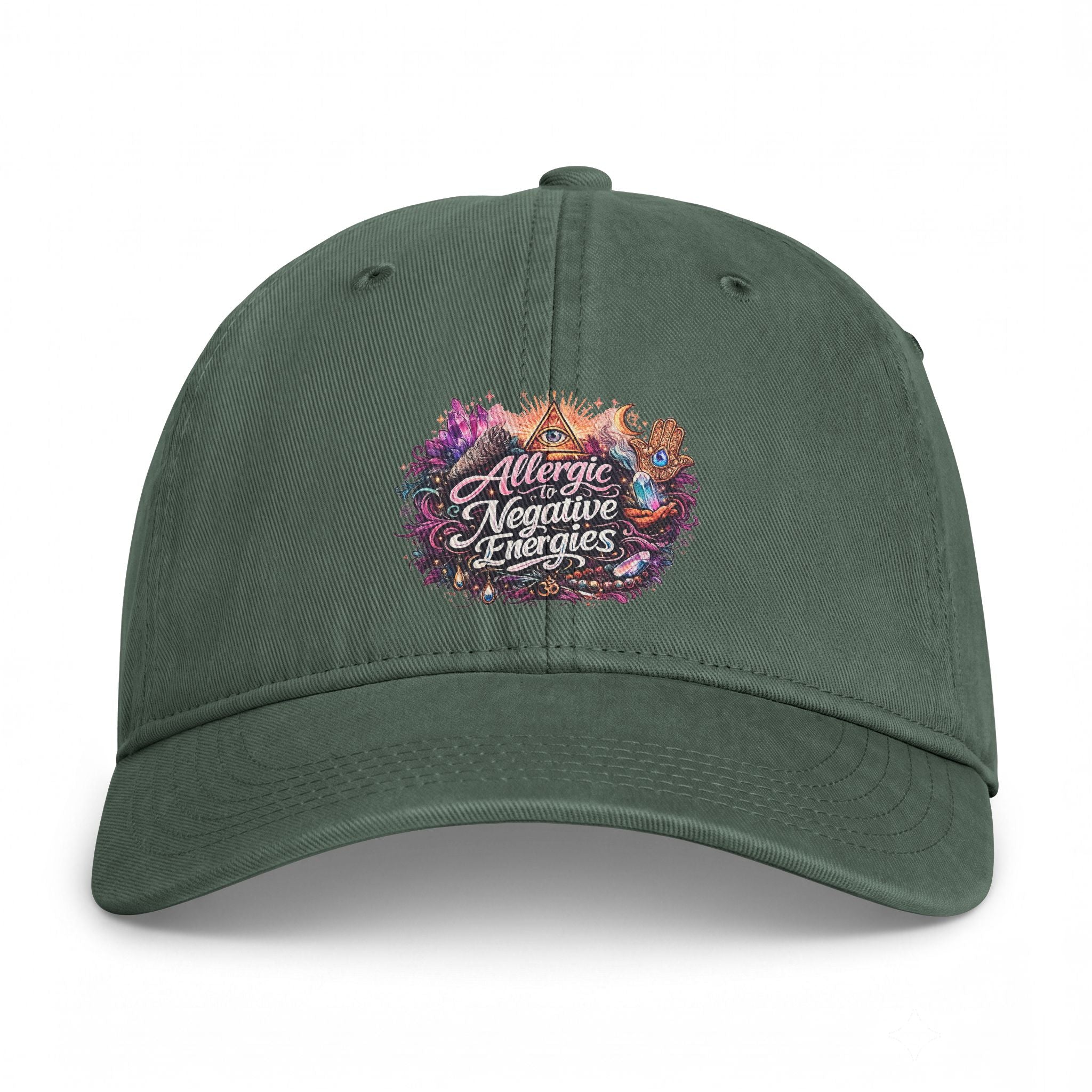 Embroidered 'Allergic to Negative Energies' Washed Cap