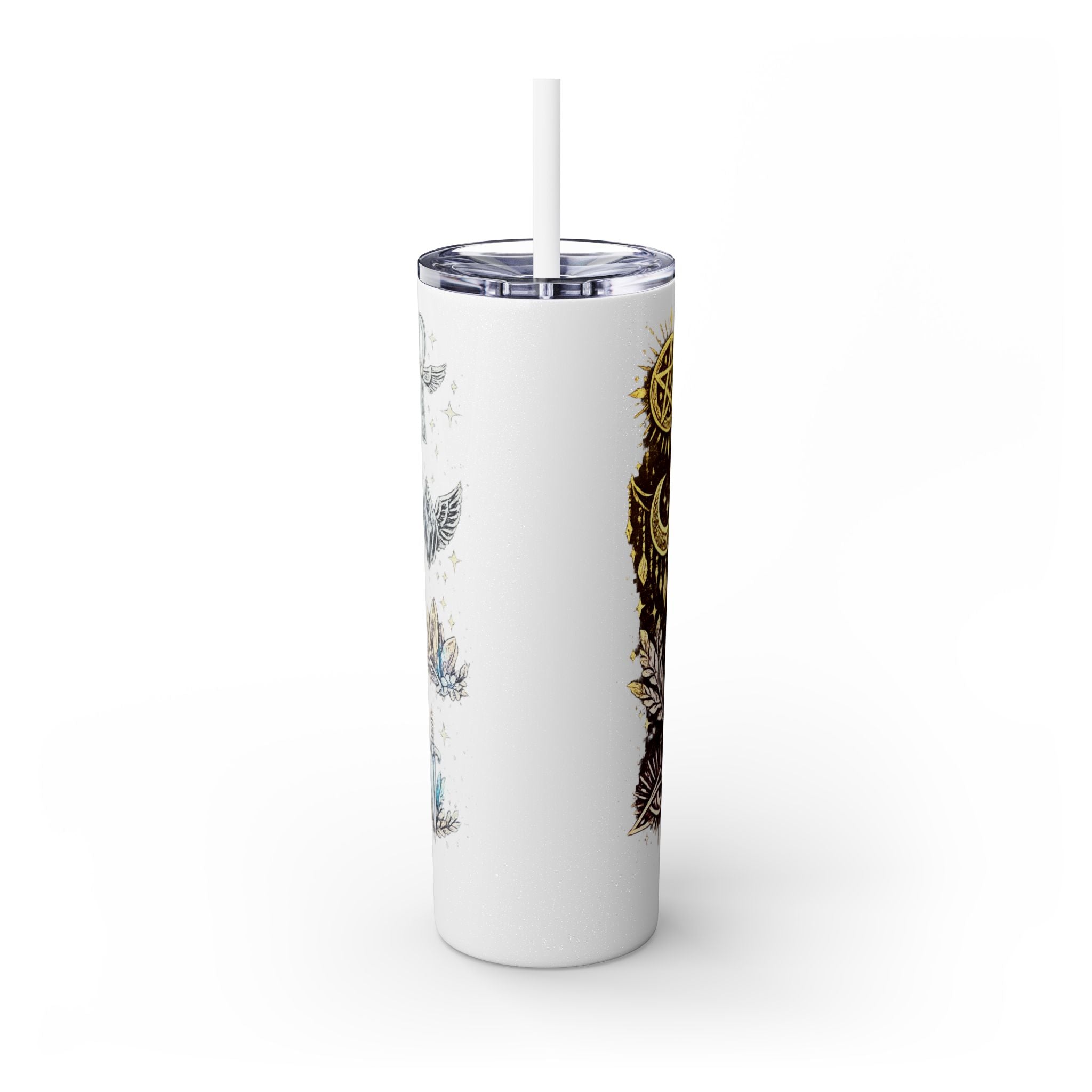 20oz Skinny Tumbler — Gold Mystic Hamsa & Celestial Eye Tumbler with Straw