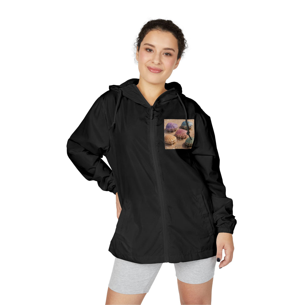 Windbreaker Jacket — Pastel Seashell Beach Print