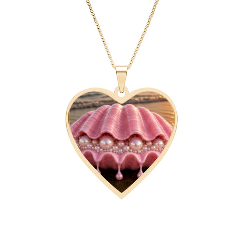 Heart Photo Pendant Necklace — Personalized Shell & Pearls Memory Locket