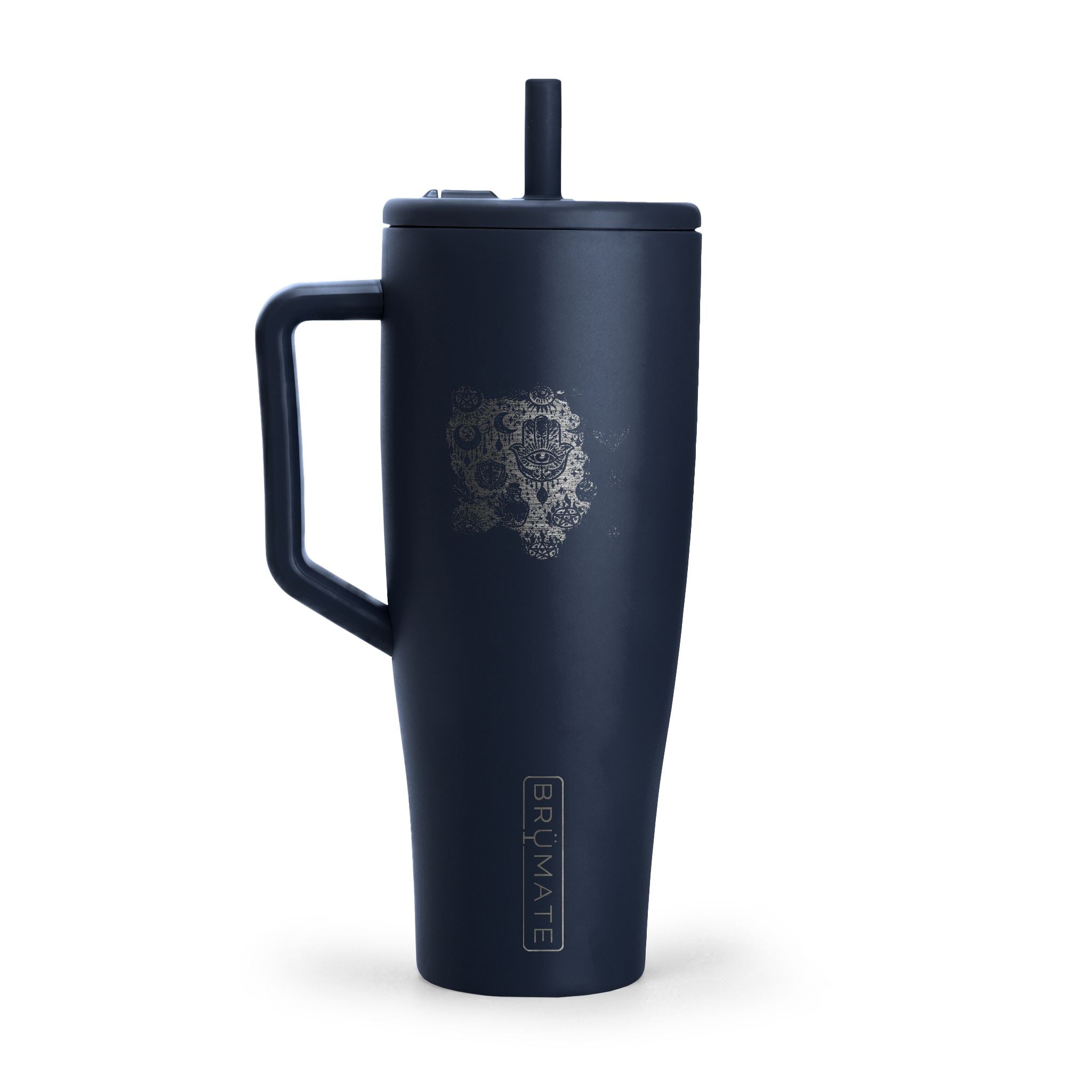 40oz Insulated Tumbler with Handle — Minimal Engraved Floral