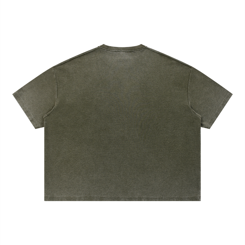 T-shirt gaufré unisexe délavé à coupe carrée Sunfade