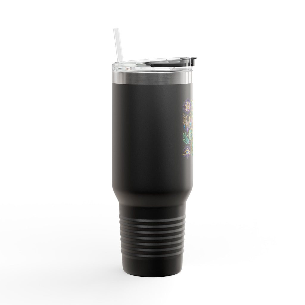 40oz Insulated Travel Mug — Mystical Symbols Floral Hamsa Stainless Steel Tumbler