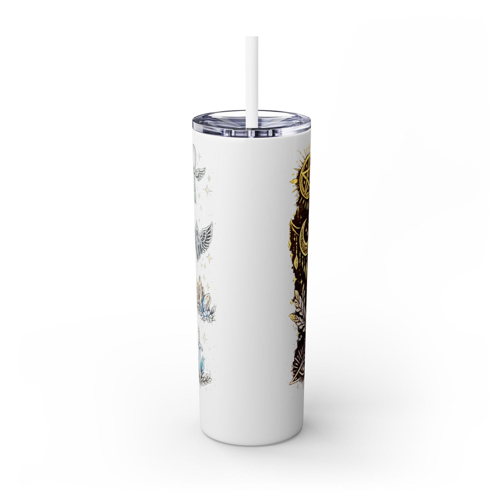 20oz Skinny Tumbler — Gold Mystic Hamsa & Celestial Eye Tumbler with Straw