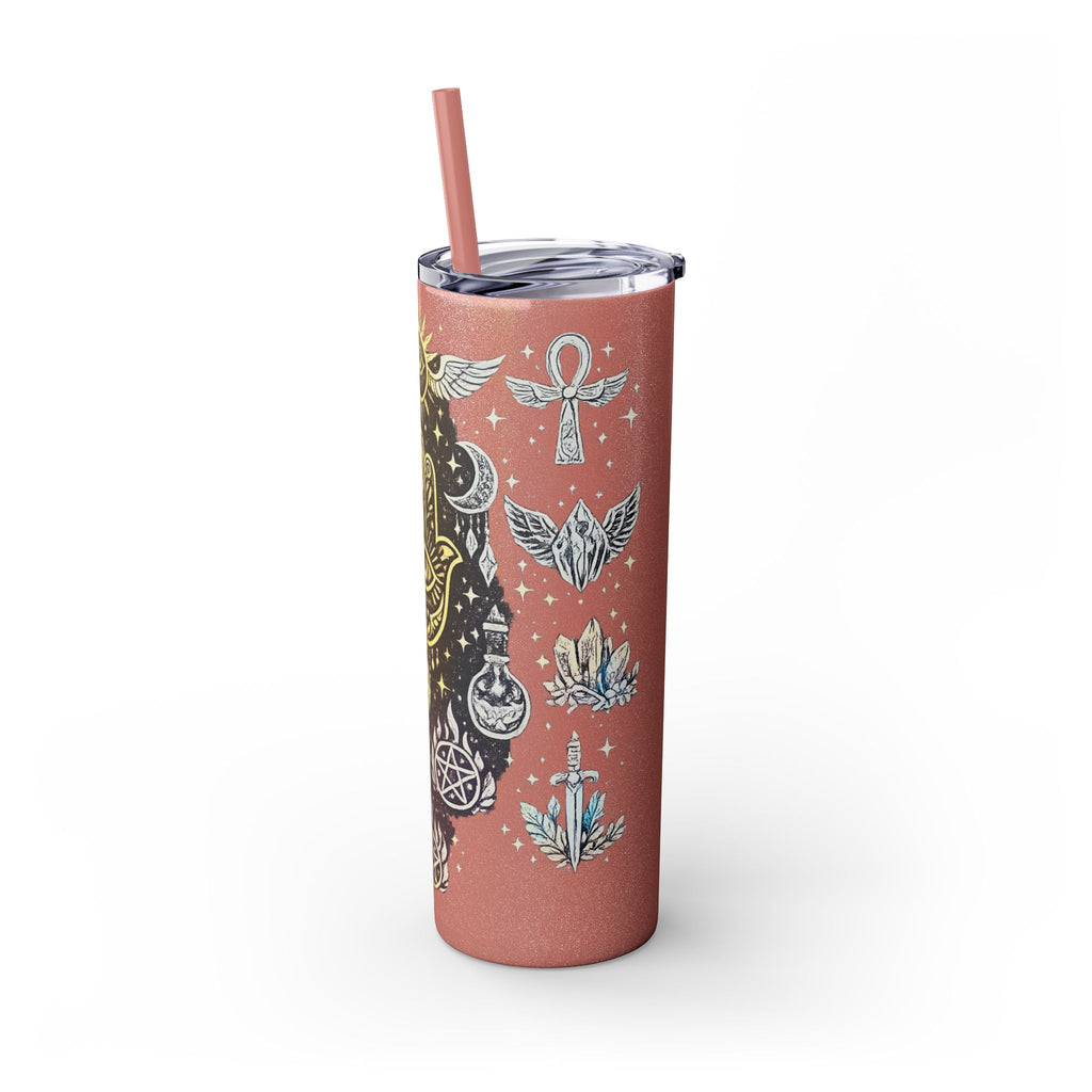 20oz Skinny Tumbler — Gold Mystic Hamsa & Celestial Eye Tumbler with Straw