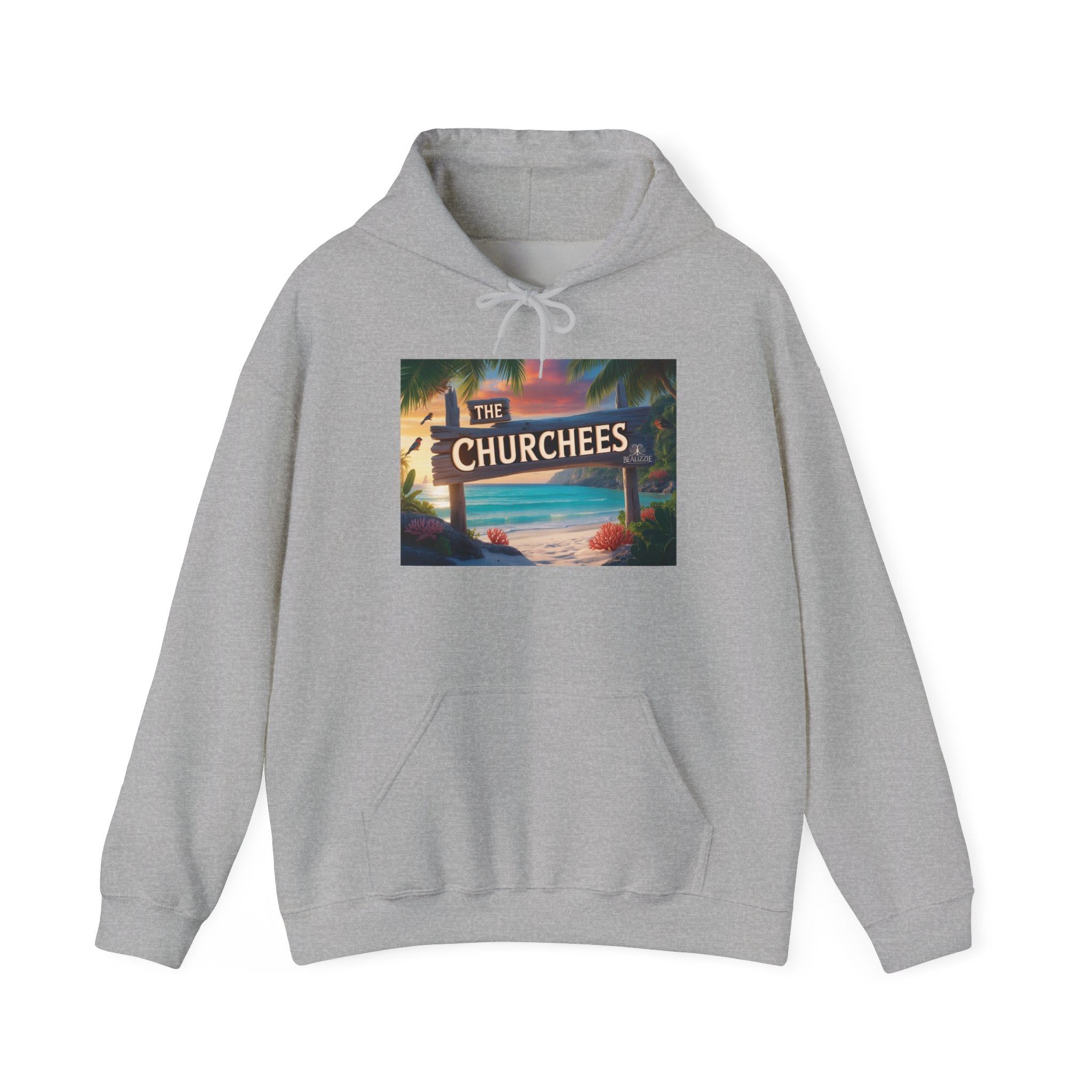 The Churchees Retro Beach Hoodie – Vintage Surf Sign Graphic Sweatshirt