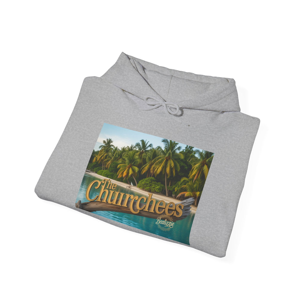 Churrchees Tropical Palm Hoodie — Retro Beach Graphic Sweatshirt