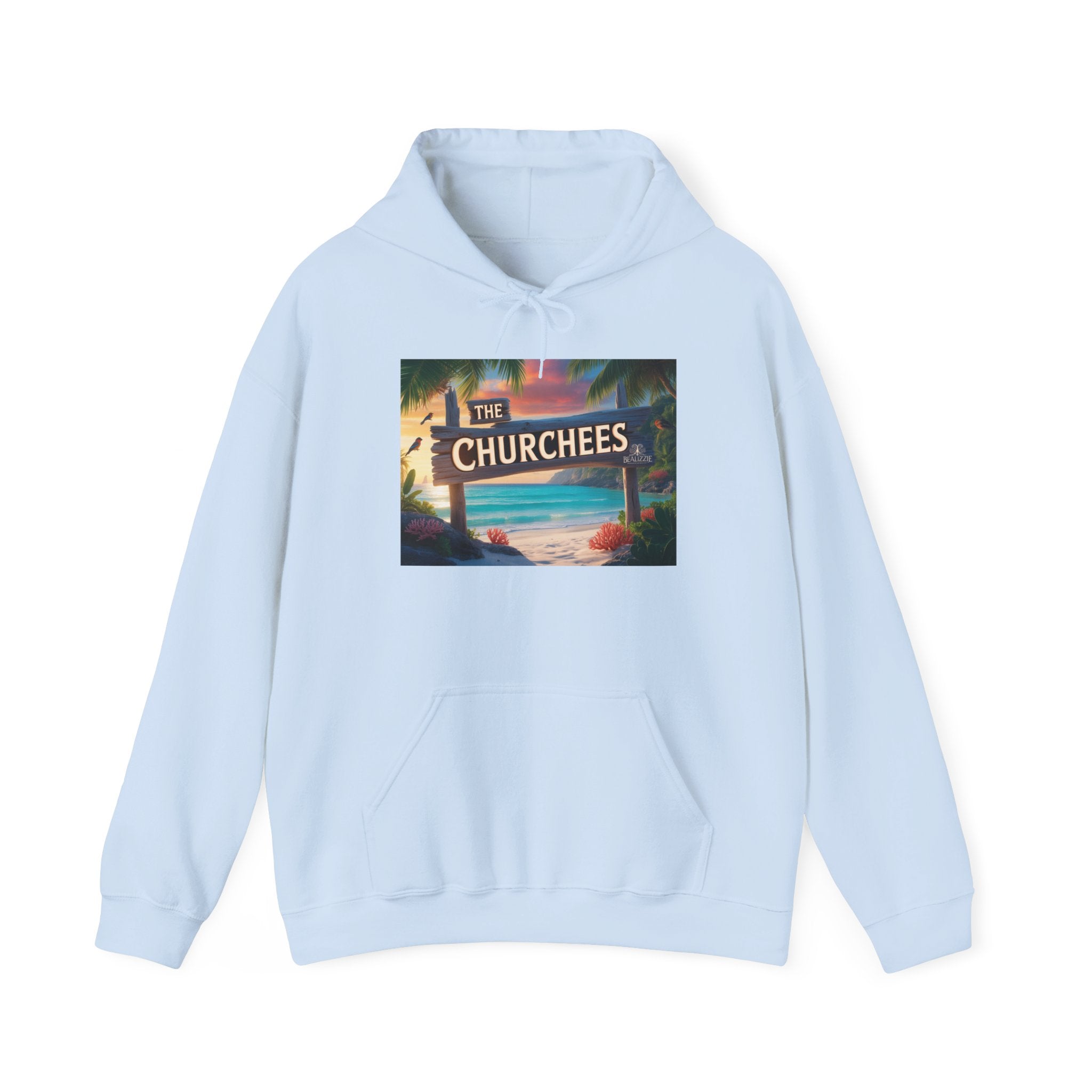 The Churchees Retro Beach Hoodie – Vintage Surf Sign Graphic Sweatshirt