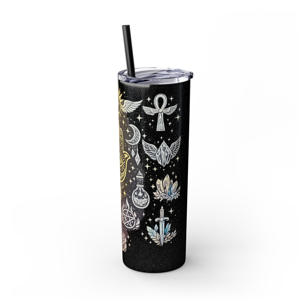 20oz Skinny Tumbler — Gold Mystic Hamsa & Celestial Eye Tumbler with Straw