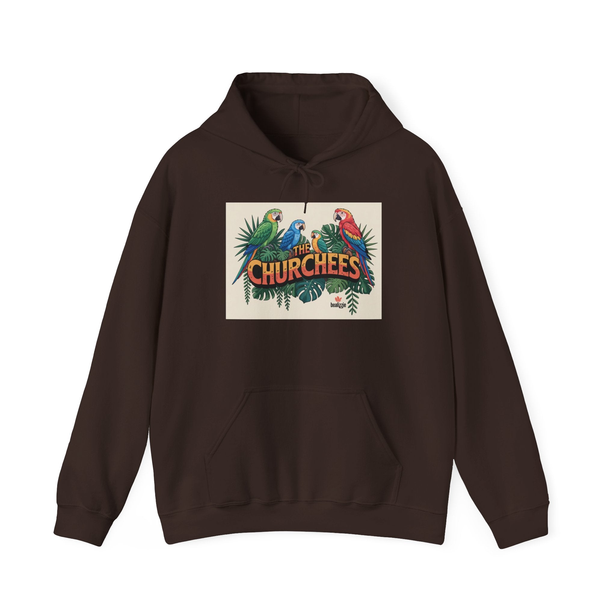 Parrot Tropical 'CHURCHEES' Hoodie – Vintage Island Bird Graphic Pullover