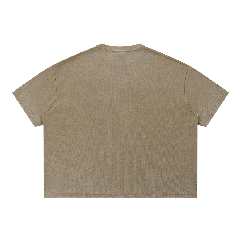 T-shirt gaufré unisexe délavé à coupe carrée Sunfade