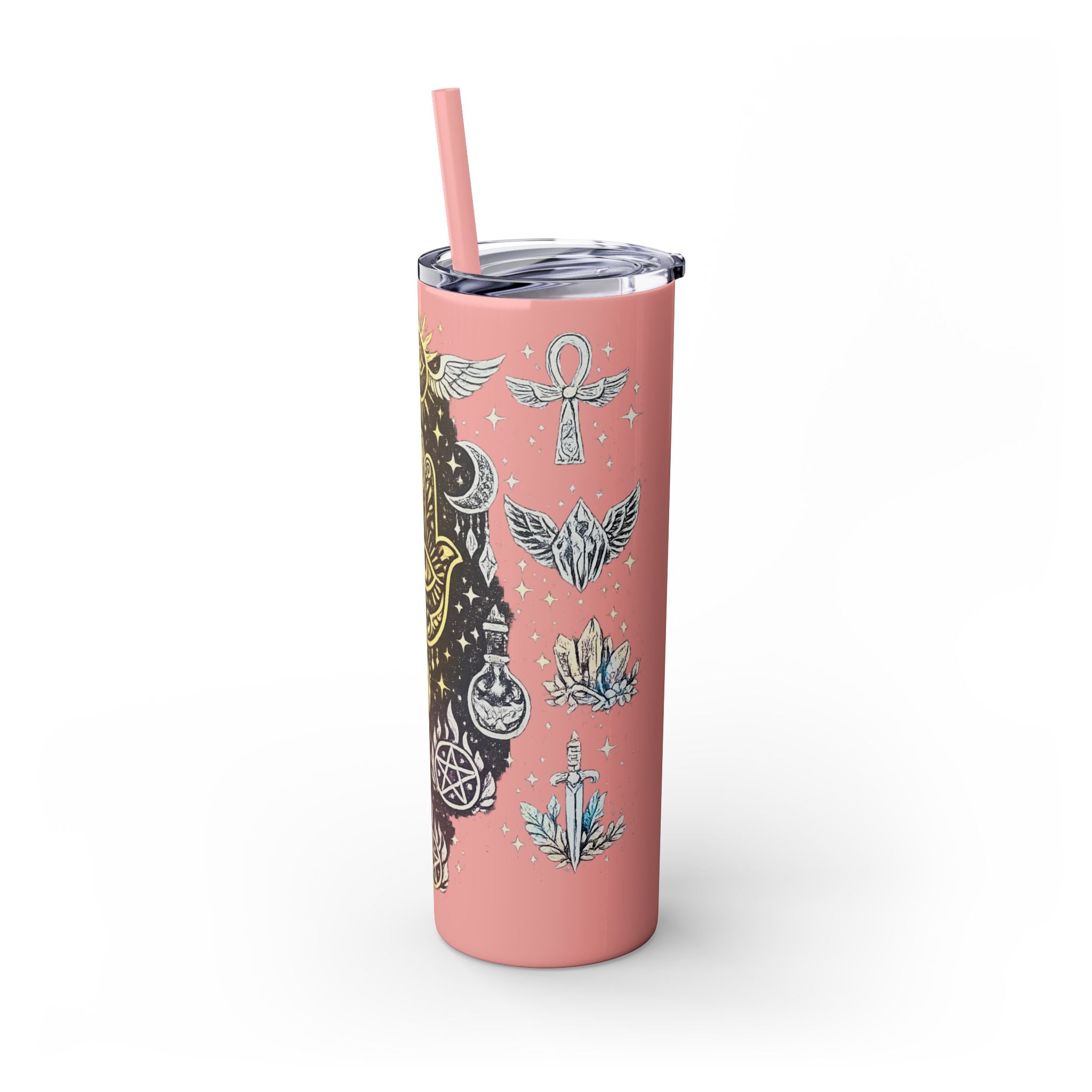 20oz Skinny Tumbler — Gold Mystic Hamsa & Celestial Eye Tumbler with Straw