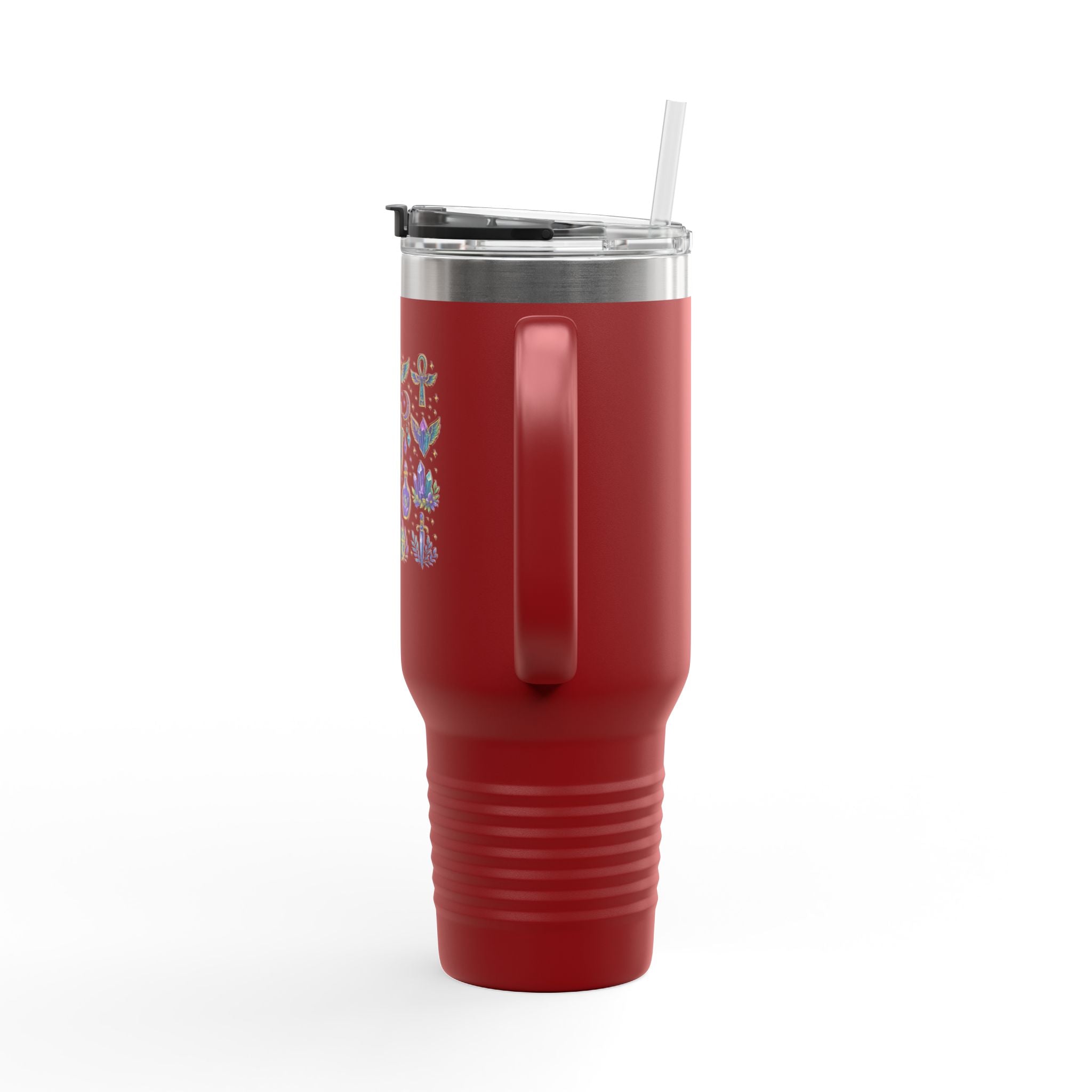 40oz Insulated Travel Mug — Mystical Symbols Floral Hamsa Stainless Steel Tumbler