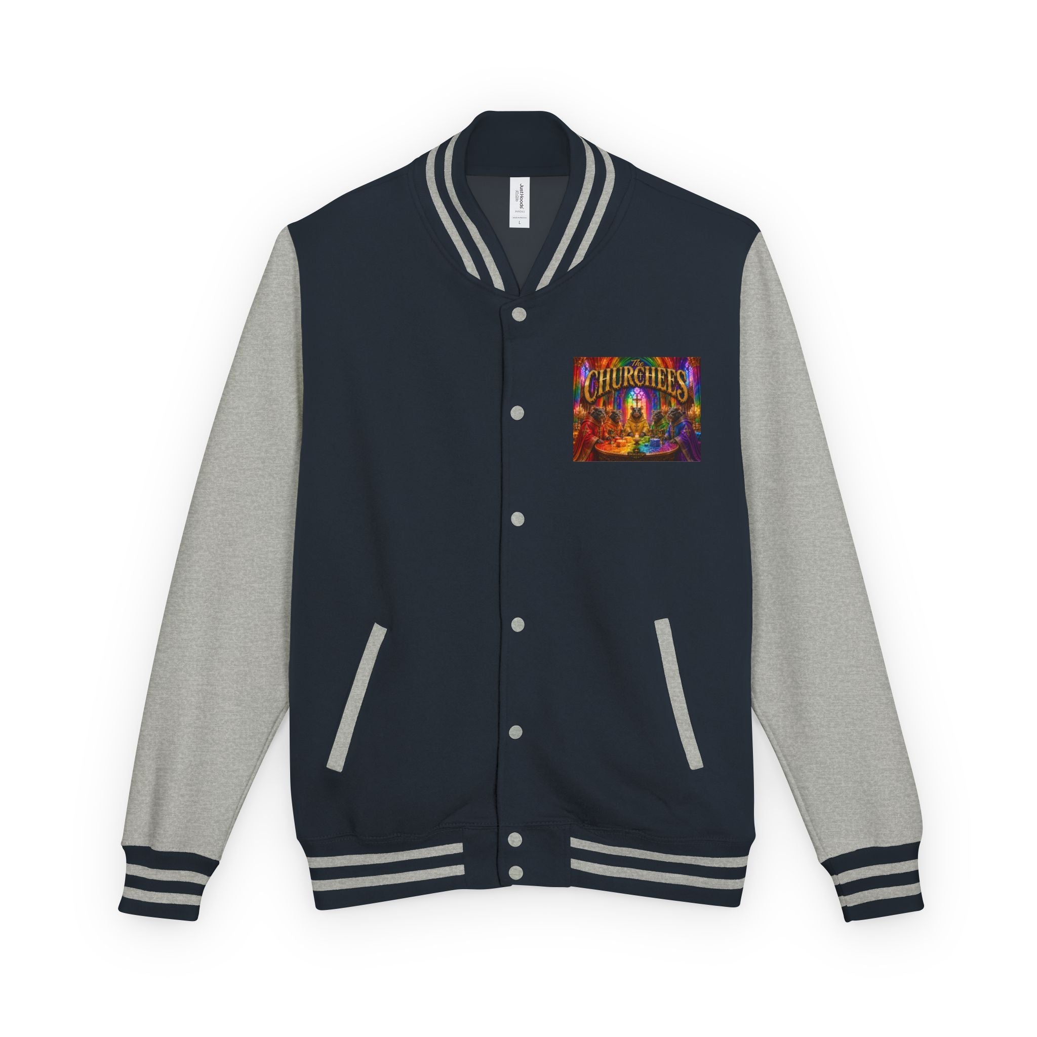 Letterman Jacket — Colorful 'The Churchlees' Retro Band Graphic