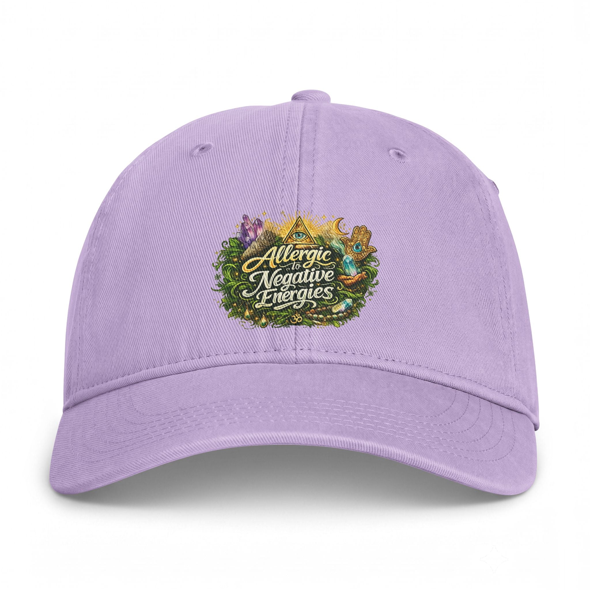 Allergic to Negative Energies Cap — Embroidered Nature Crest Dad Hat