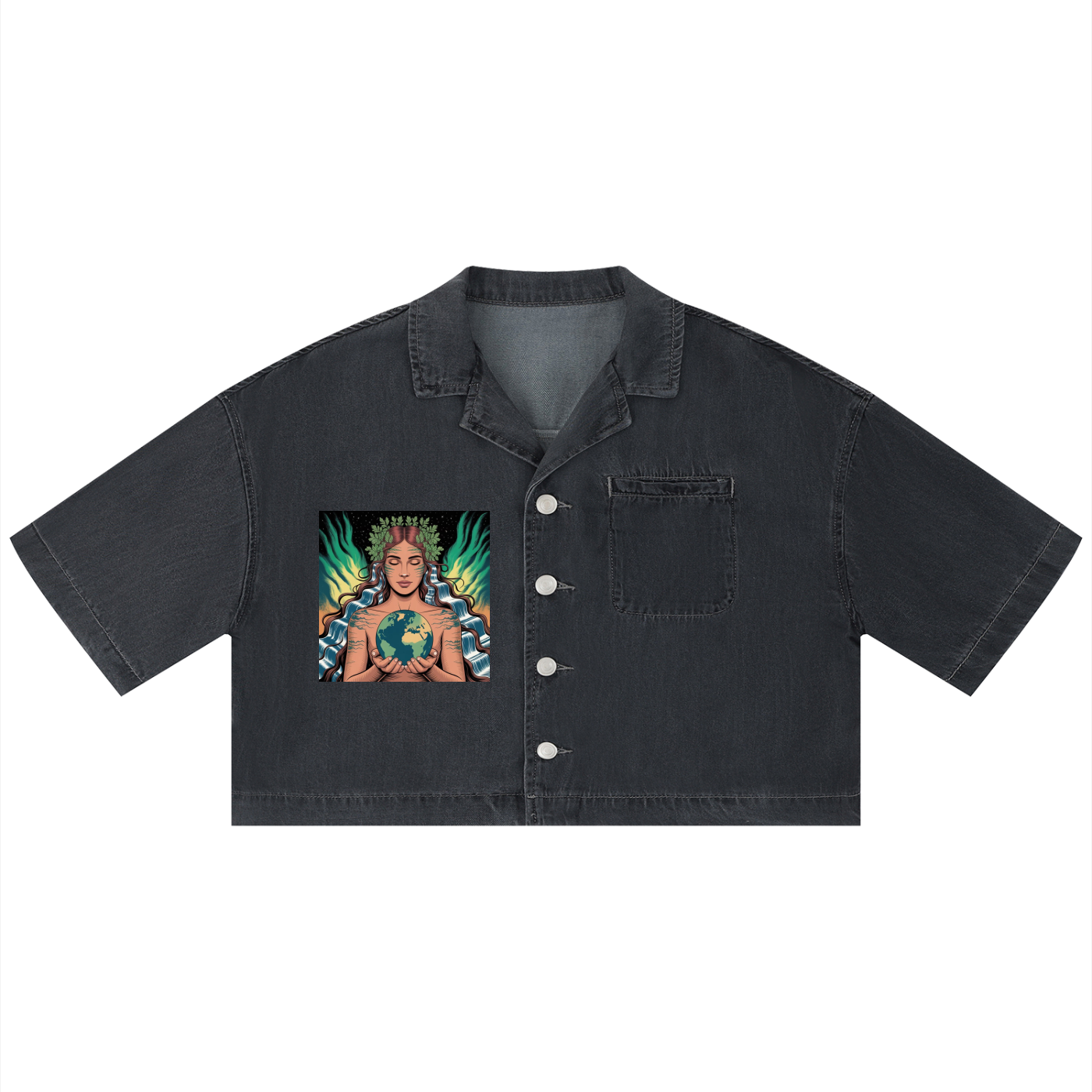 Chemise courte ample délavée vintage pour femme