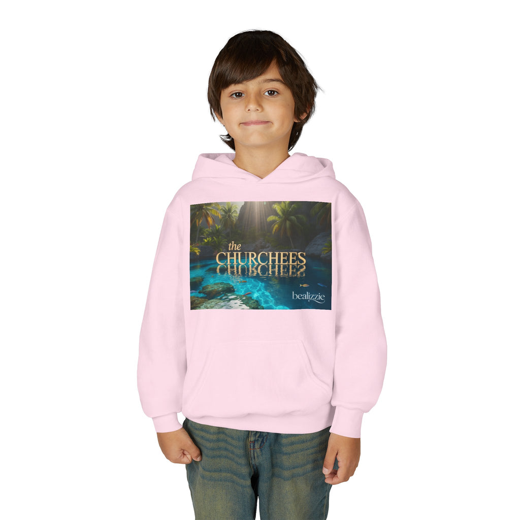 Youth Hoodie – "the CHURCHEES" Tropical Pool Graphic Sweatshirt