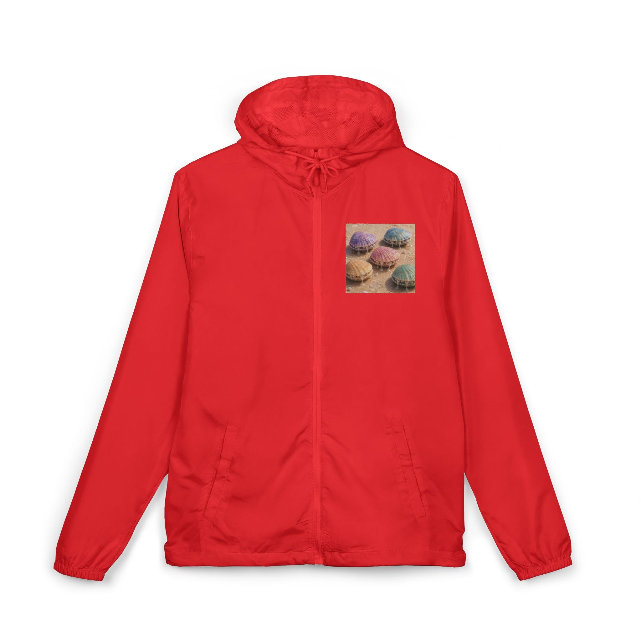 Windbreaker Jacket — Pastel Seashell Beach Print