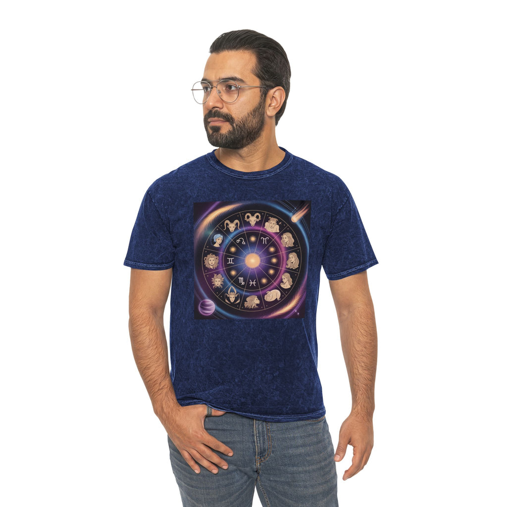 Zodiac Wheel Graphic T-Shirt — Astrological Signs Mineral Wash Tee