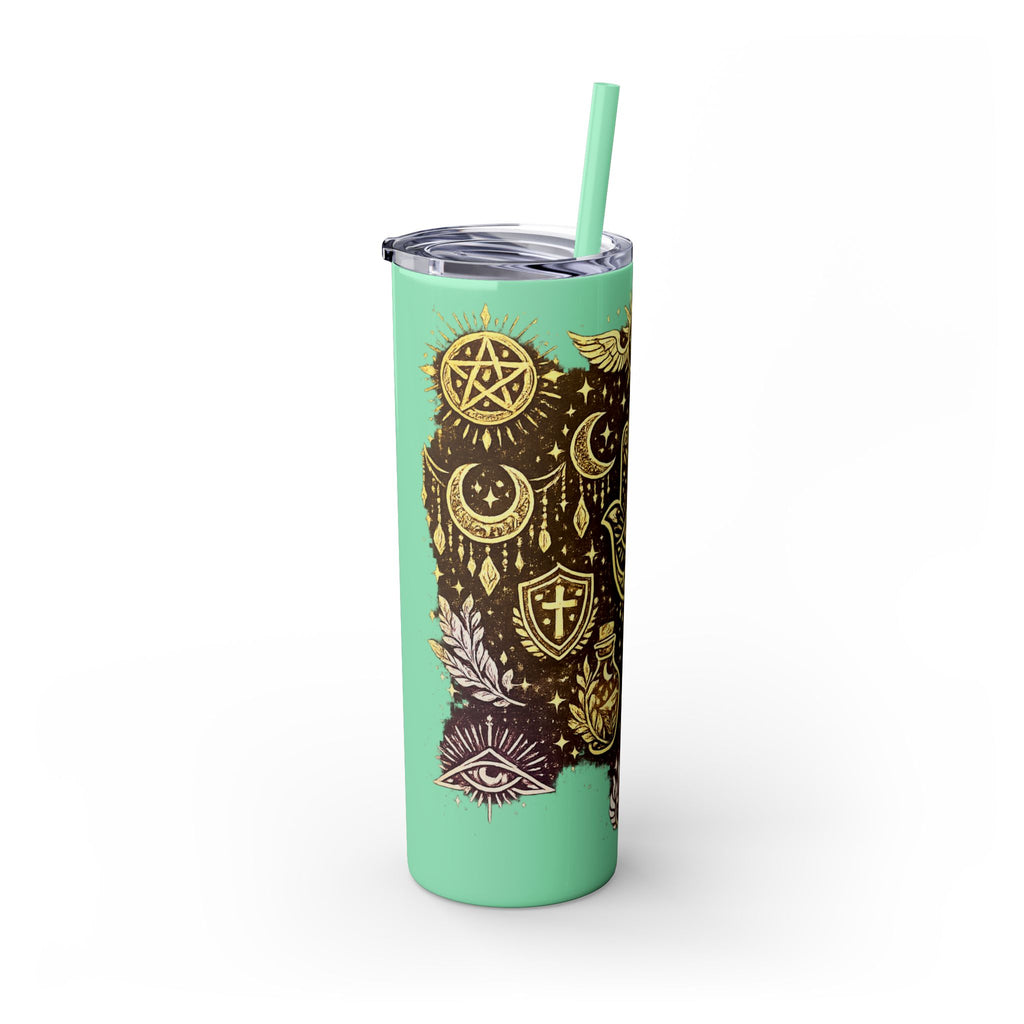 20oz Skinny Tumbler — Gold Mystic Hamsa & Celestial Eye Tumbler with Straw