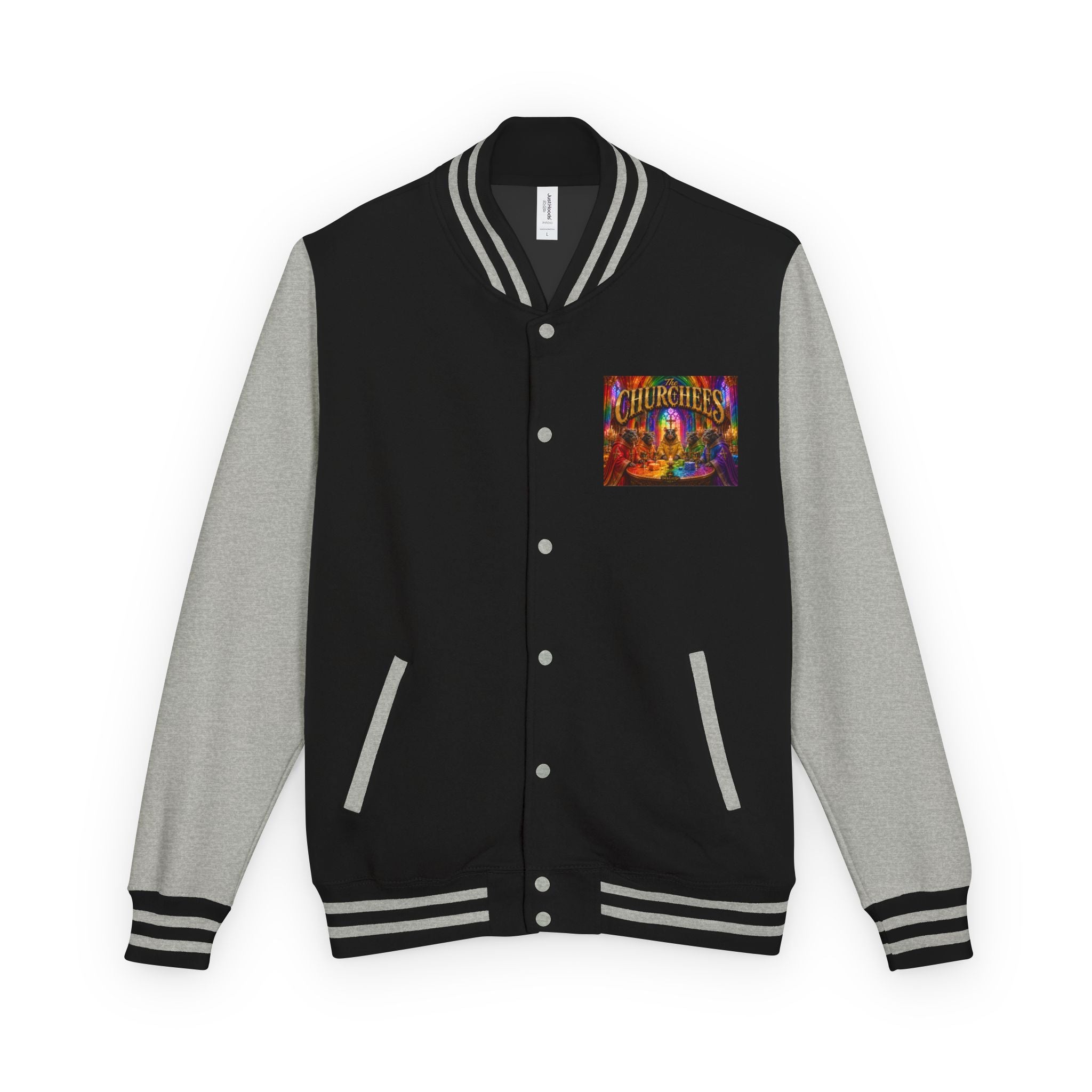 Letterman Jacket — Colorful 'The Churchlees' Retro Band Graphic