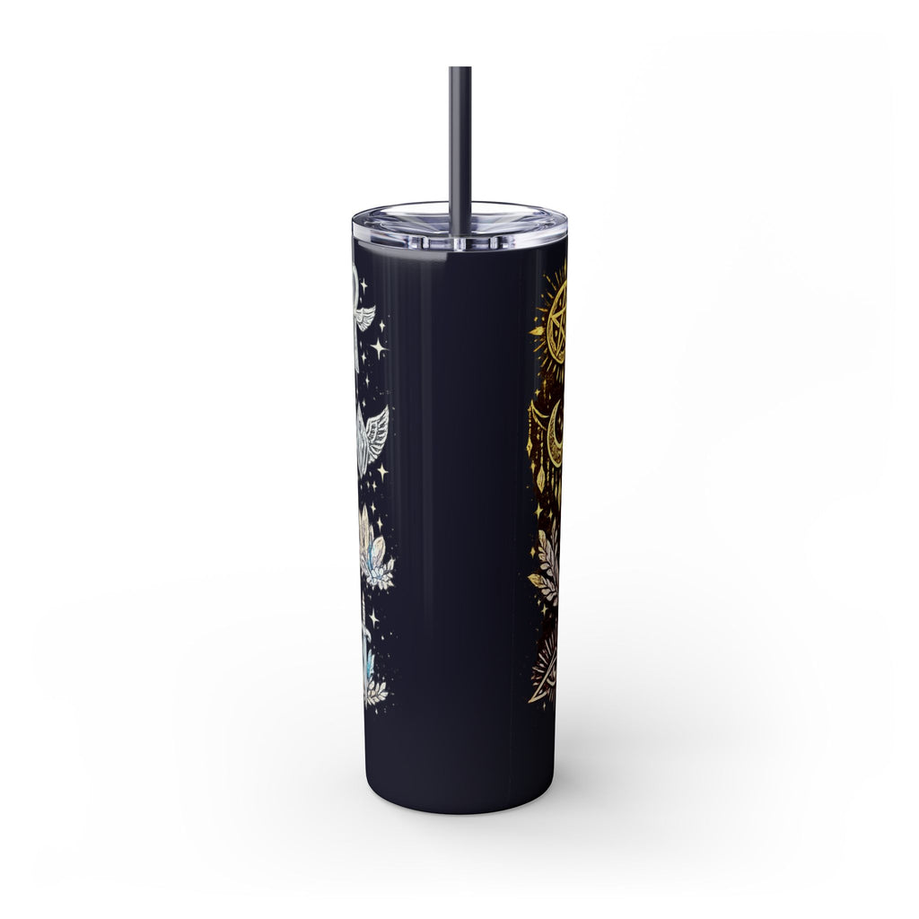 20oz Skinny Tumbler — Gold Mystic Hamsa & Celestial Eye Tumbler with Straw