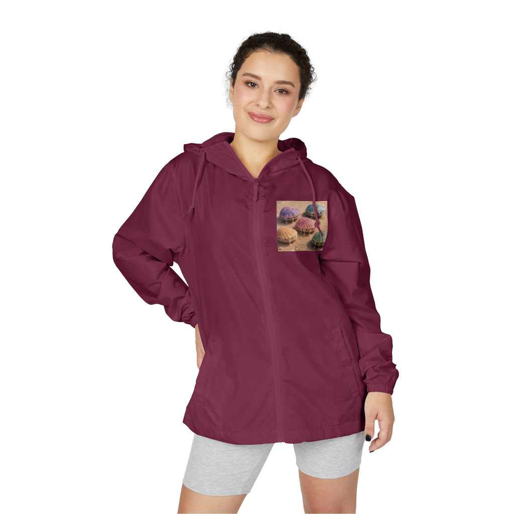 Windbreaker Jacket — Pastel Seashell Beach Print