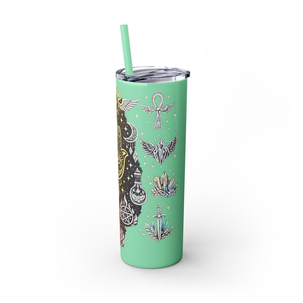 20oz Skinny Tumbler — Gold Mystic Hamsa & Celestial Eye Tumbler with Straw