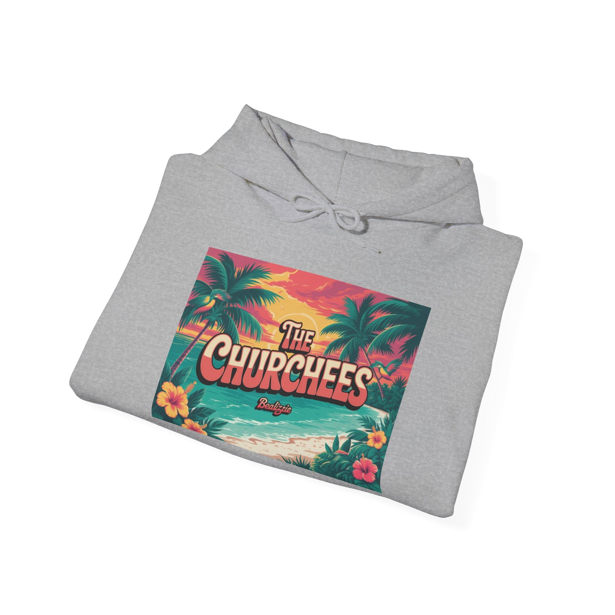The Churchees Tropical Beach Hoodie — Retro Surf Palm Tree Sweatshirt