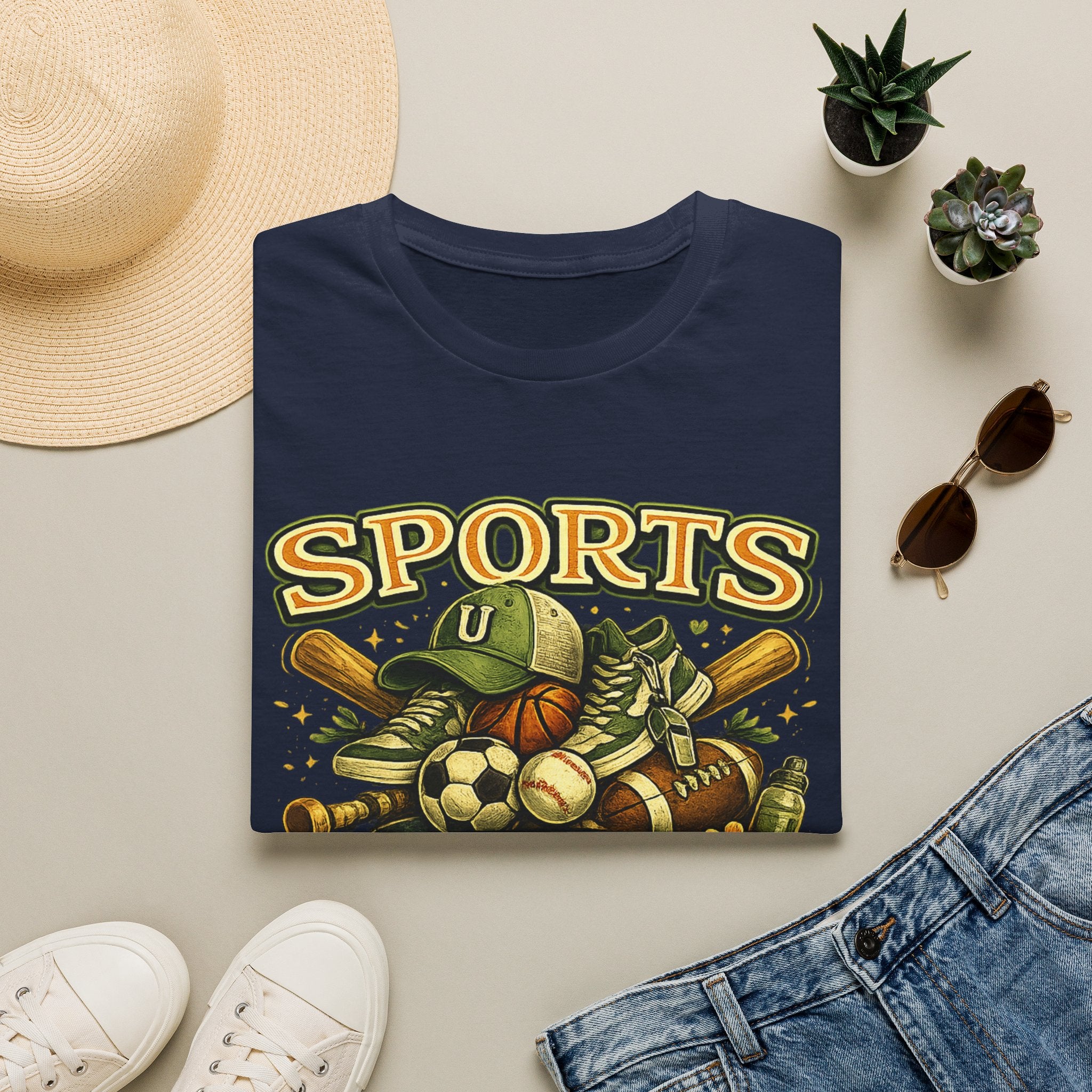 Sports Uncle T-Shirt — Vintage Multi-Sport Design (Baseball, Football, Soccer, Basketball)