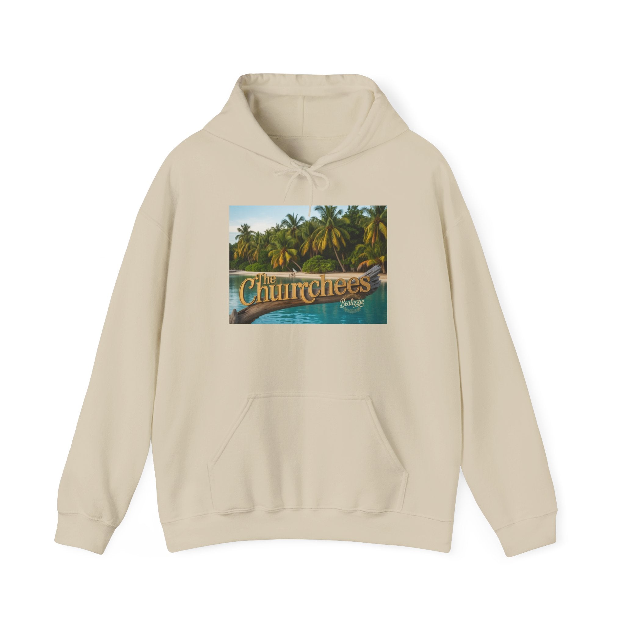 Churrchees Tropical Palm Hoodie — Retro Beach Graphic Sweatshirt