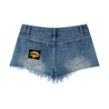 Short en jean pour femme à ourlet brut et délavage vintage