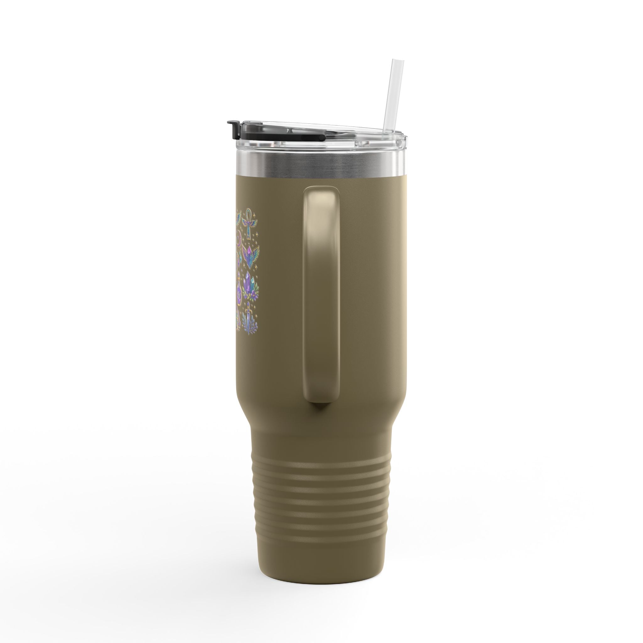 40oz Insulated Travel Mug — Mystical Symbols Floral Hamsa Stainless Steel Tumbler