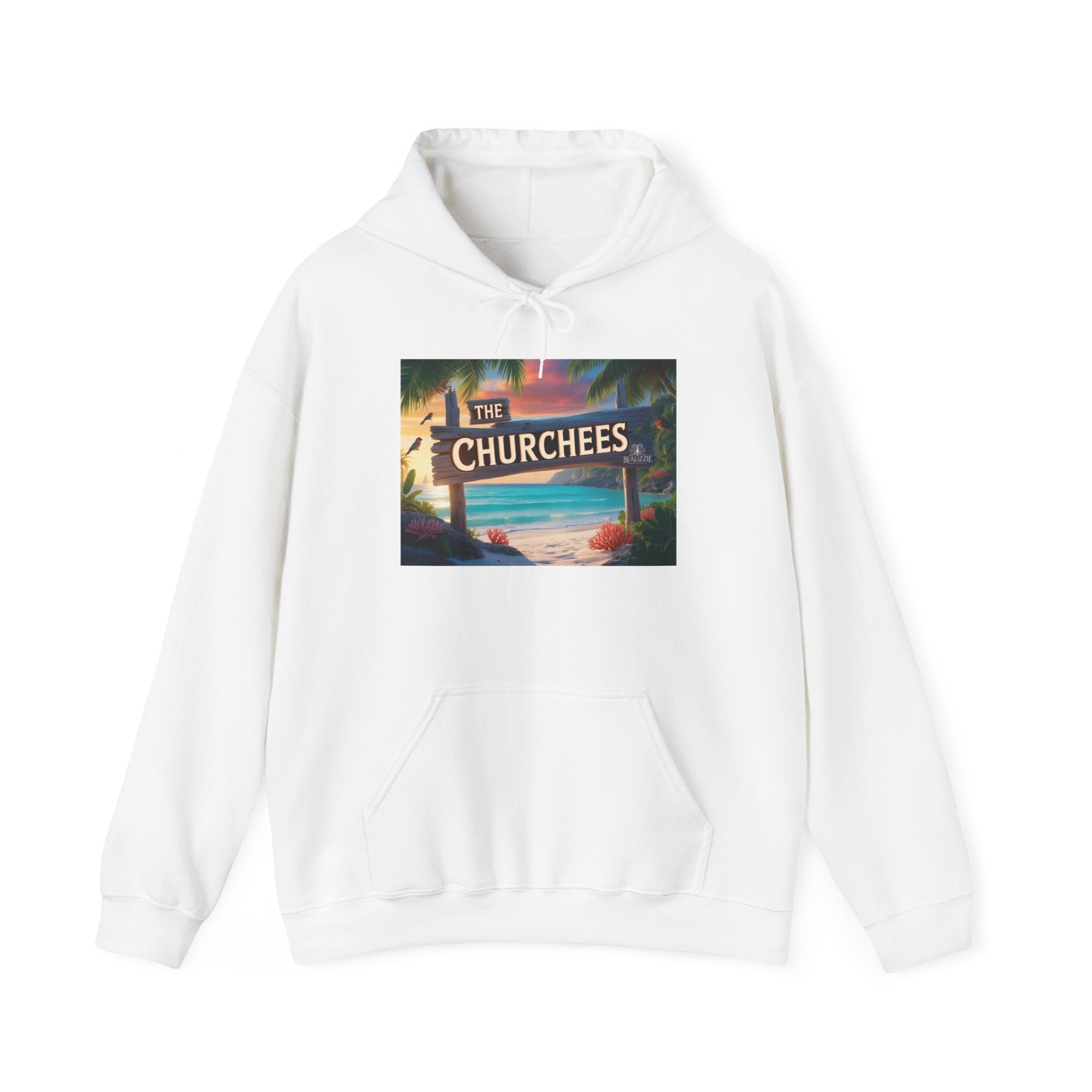 The Churchees Retro Beach Hoodie – Vintage Surf Sign Graphic Sweatshirt